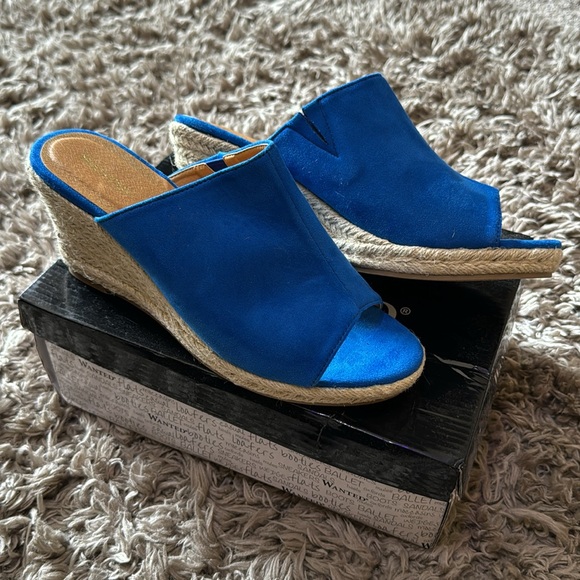 Blue Women Slide On Wedge - Picture 3 of 5